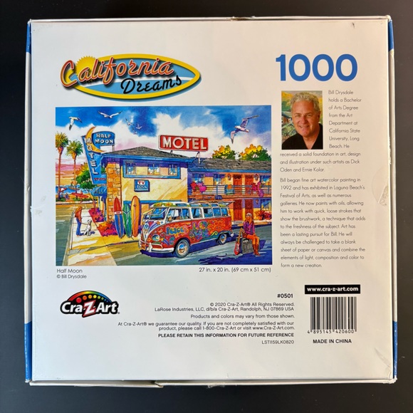 3/$20 🧩 Half Moon California Dreams Collection 1000 Piece Puzzle by CraZart - Picture 3 of 7